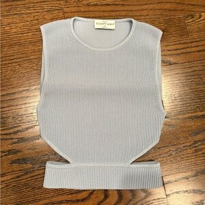Aritzia Babaton Sculpt Knit Light Blue Ribbed Crop Top XXS